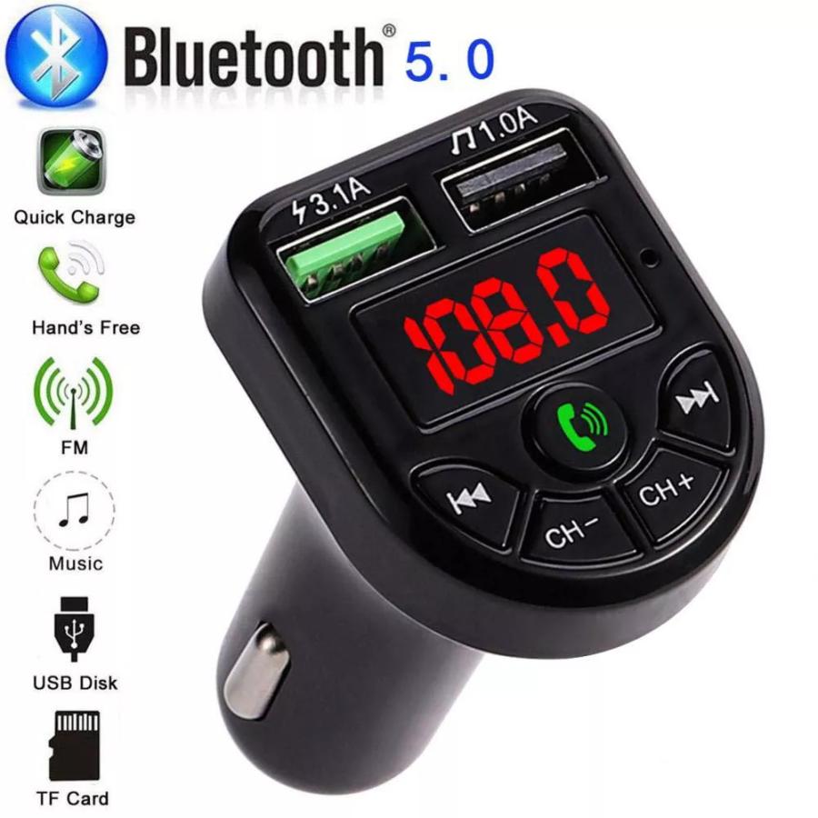 車 激安格安割引情報満載 Bluetooth Fmトランスミッターmp3プレーヤー1 1 Quot ディスプレイデュアルusb 1a3 1a サポートtfusb入力ラジオ