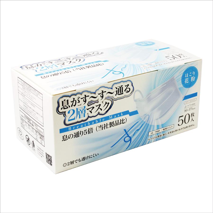 【まとめ買い３個セット】息がす〜す〜通る２層マスク ふつう 50枚【使い捨てマスク】【送料無料】｜ychice1-yahten｜06