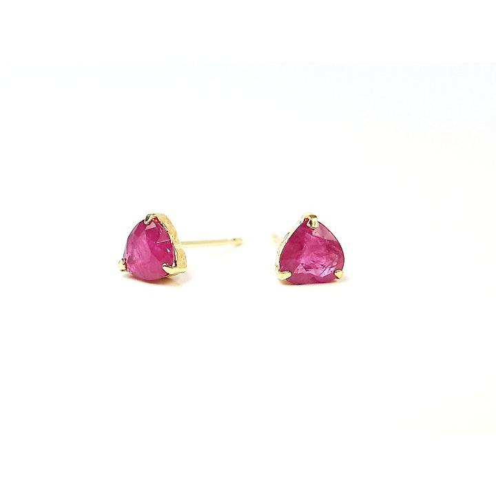 ルビー K18YG ピアス ハートシェイプの一粒 受注品/Ycollectionワイコレクションの画像