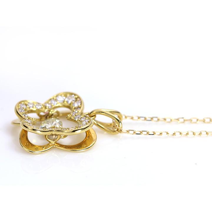 ダイヤモンド0.15ct K18ダンシングストーンネックレス バタフライの中で煌く（K18WG・K18YG・K18PG・PT対応可）受注品の画像