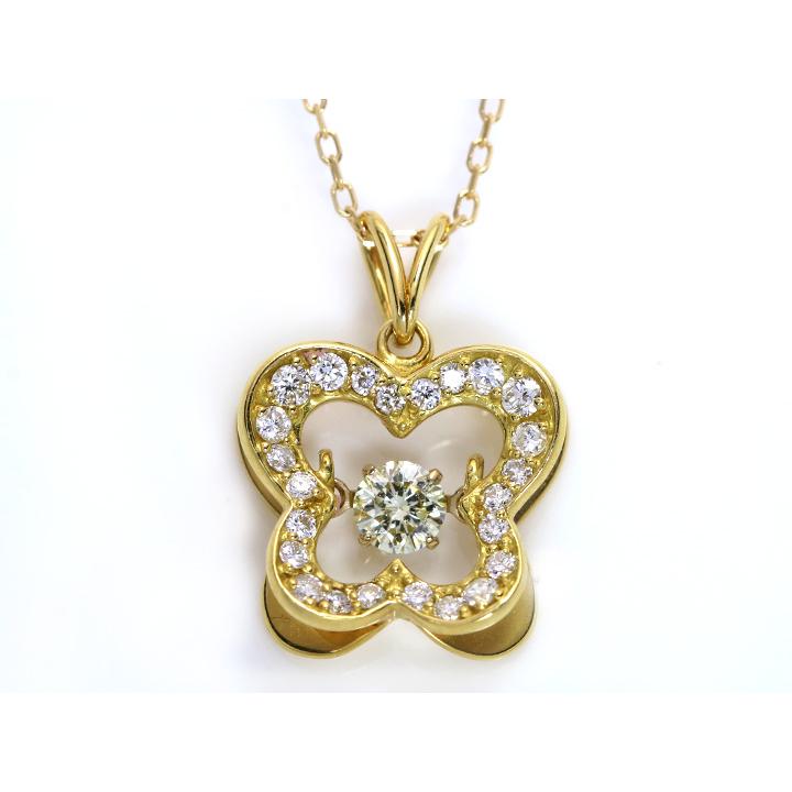 ダイヤモンド0.15ct K18ダンシングストーンネックレス バタフライの中で煌く（K18WG・K18YG・K18PG・PT対応可）受注品の画像