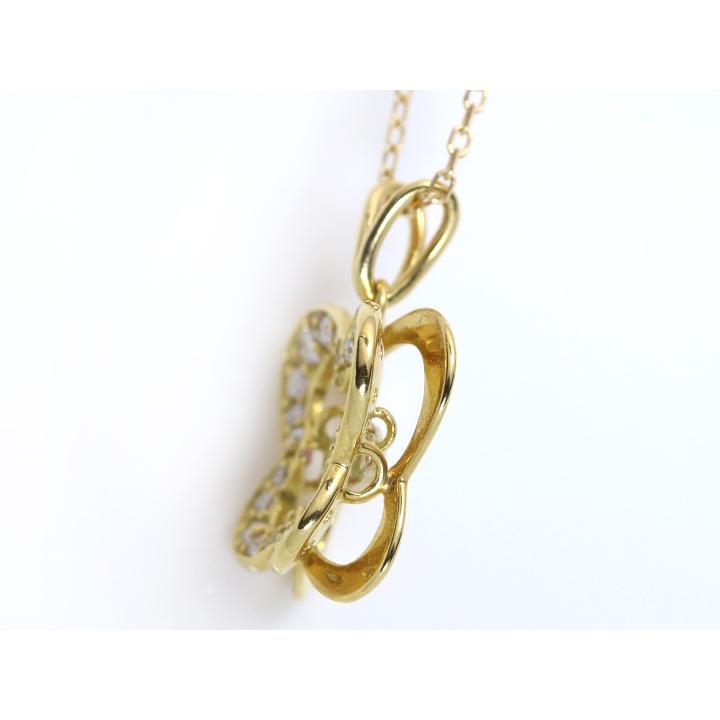 ダイヤモンド0.15ct K18ダンシングストーンネックレス バタフライの中で煌く（K18WG・K18YG・K18PG・PT対応可）受注品の画像