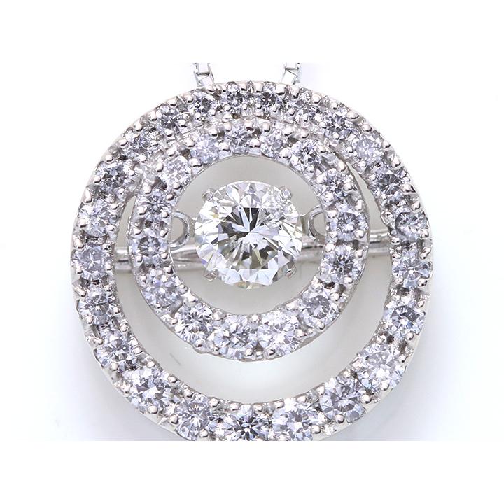 ダイヤモンド0.30ct K18WGダンシングストーンネックレス ダイヤの二重サークルの貫禄　受注品（K18WG・K18YG・K18PG・PT対応可）の画像