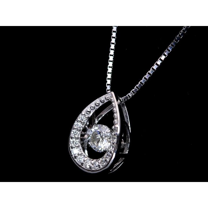 ダイヤモンド0.20ct K18WGダンシングストーンネックレス 雫の中で煌く 受注品の画像