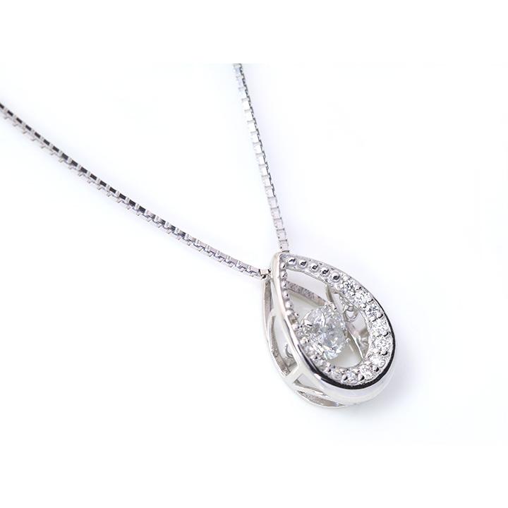 ダイヤモンド0.20ct K18WGダンシングストーンネックレス 雫の中で煌く 受注品の画像