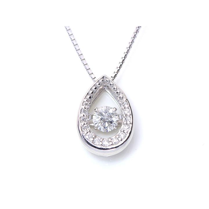 ダイヤモンド0.20ct K18WGダンシングストーンネックレス 雫の中で煌く 受注品の画像
