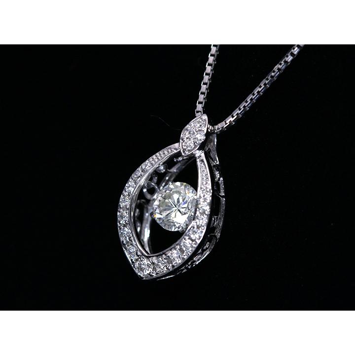 ダイヤモンド0.20ct K18WGダンシングストーンネックレス ひし形の中で揺れる　受注品（K18WG・K18YG・K18PG・PT対応可）の画像