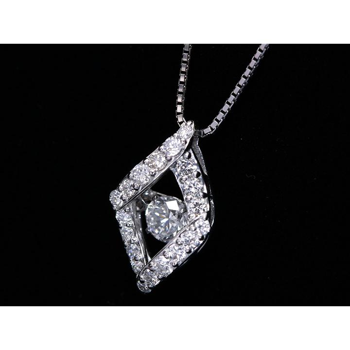 ダイヤモンド0.20ct K18WGダンシングストーンネックレス ダイヤの輝きの中で揺れる　受注品（K18WG・K18YG・K18PG・PT対応可）の画像