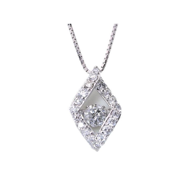 ダイヤモンド0.20ct K18WGダンシングストーンネックレス ダイヤの輝きの中で揺れる　受注品（K18WG・K18YG・K18PG・PT対応可）の画像