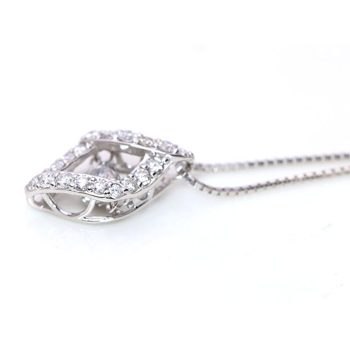 ダイヤモンド0.20ct K18WGダンシングストーンネックレス ダイヤの輝きの中で揺れる　受注品（K18WG・K18YG・K18PG・PT対応可）の画像