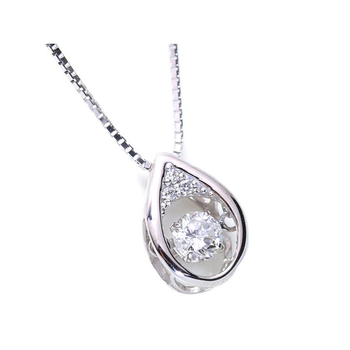 ダイヤモンド0.20ct K18WGダンシングストーンネックレス 雫の中で揺らめく 受注品の画像