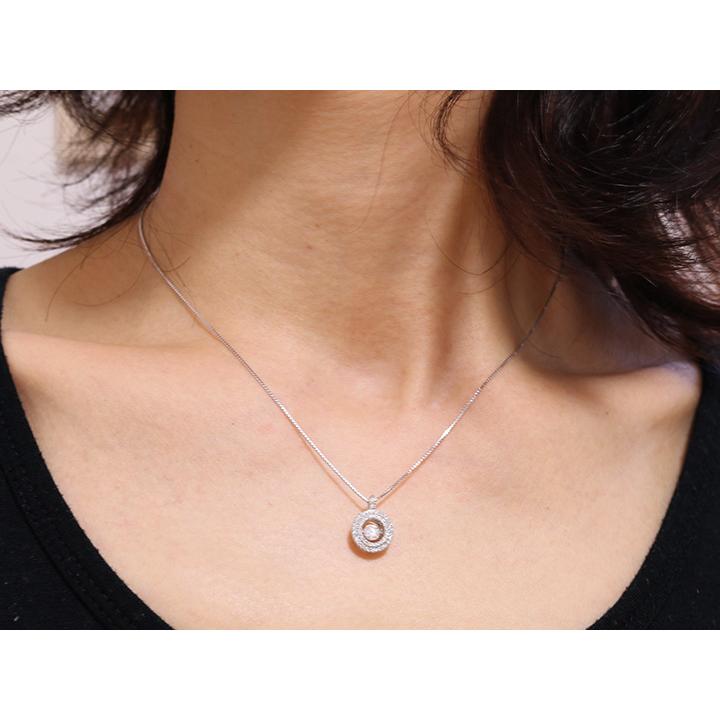 ダイヤモンド0.25ct K18WGダンシングストーンネックレス ダイアの二重 