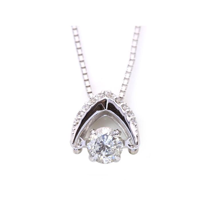 K18wg ダイヤモンドダンシングネックレス ダイヤモンド0.25ct K18WGダンシングストーンネックレス 人気デザイン