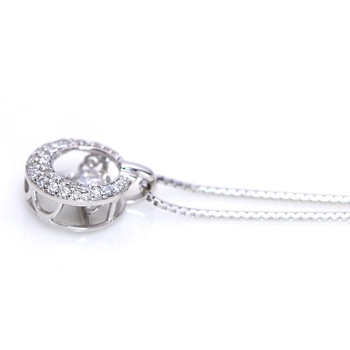 ダイヤの中で煌く ダイヤモンド0.25ct K18WGダンシングストーンネックレス 受注品/送料無料の画像