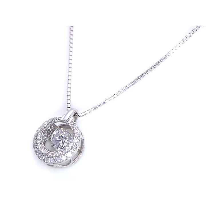 ダイヤの中で煌く ダイヤモンド0.25ct K18WGダンシングストーンネックレス 受注品/送料無料の画像