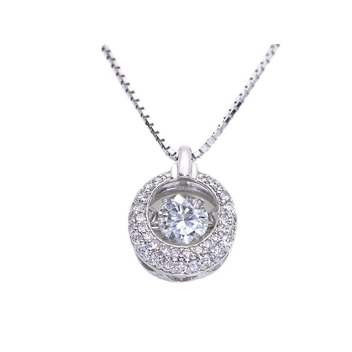 ダイヤの中で煌く ダイヤモンド0.25ct K18WGダンシングストーンネックレス 受注品/送料無料の画像