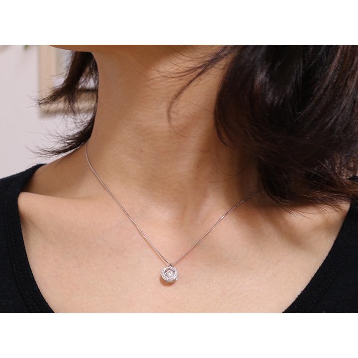 ダイヤの中で煌く ダイヤモンド0.25ct K18WGダンシングストーンネックレス 受注品/送料無料の画像