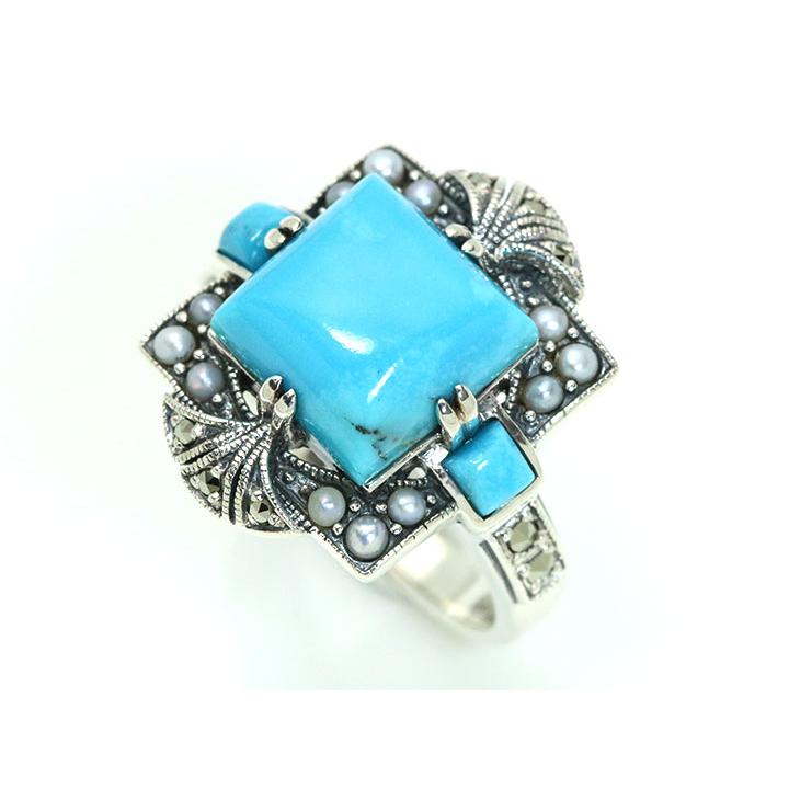 ヴィクトリアンズゲート リング ターコイズ シードパール 約14号 K10YG