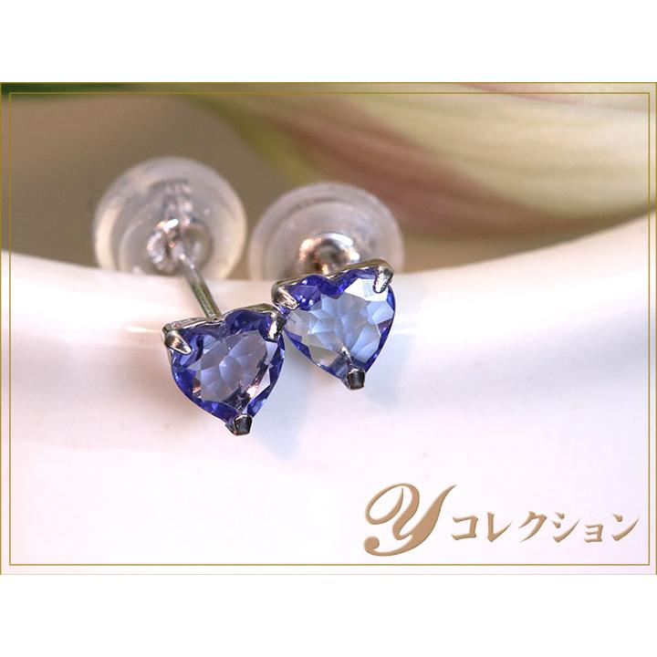 K18YG 天然 タンザナイト ピアス ハートシェイプカット タンザナイト/ダイヤモンド K18ピアス(ハートシェイプ/取り巻き
