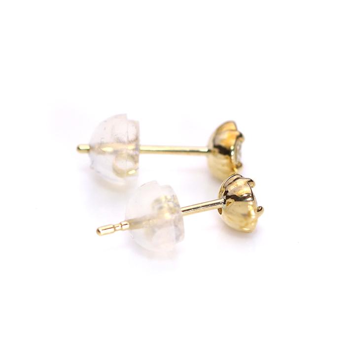 ダイヤモンド一粒合計0.2ct フラワーデザイン ピアス K18（各種地金