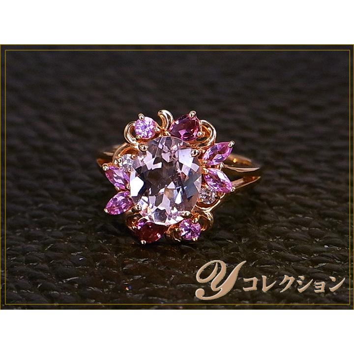 モルガナイト2.00ct やさしいピンク・ピンクサファイヤ取り巻きK18PG 