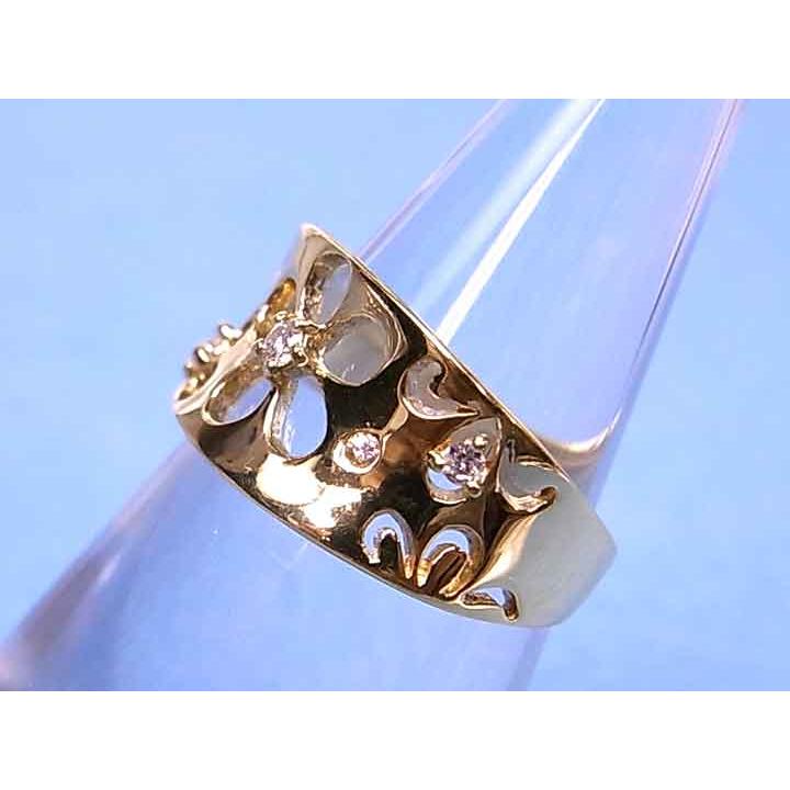 ダイヤモンド（ダイアモンド）0.10ct 桜のようなくり貫きが上品 K18 