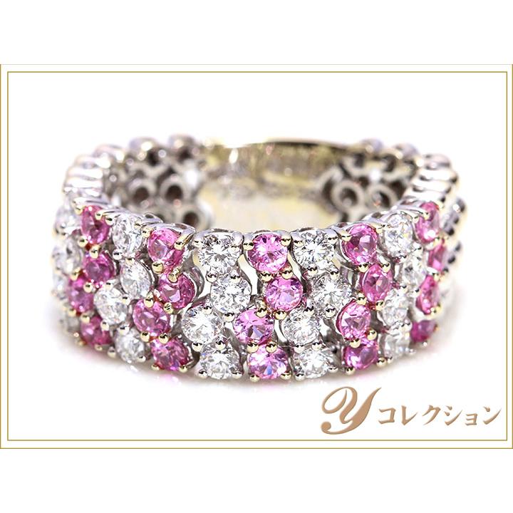 ピンクサファイヤ0.98ct・ダイヤモンド0.80ct・駒の連続がしなやかに指  