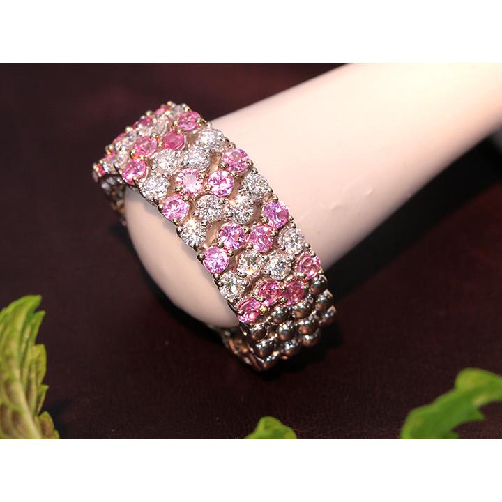 ピンクサファイヤ0.98ct・ダイヤモンド0.80ct・駒の連続がしなやかに指  