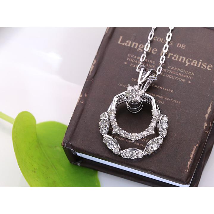 ダイヤモンド1カラット 1.0ct 人気のスイングデザイン K18ネックレス 