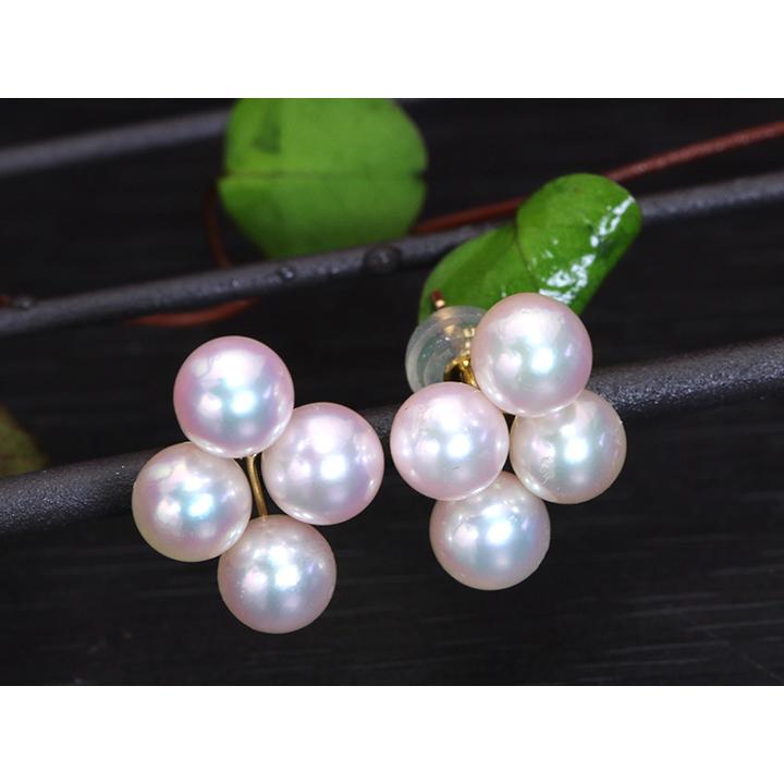 鑑別書付きK18南洋ゴールド真珠茶金 9.2mmピアスダイヤ/サファイア