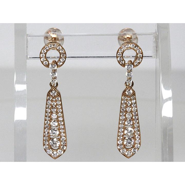 ダイヤモンド 豪華上質1.12カラット・美縦ラインを描くK18PGピアス