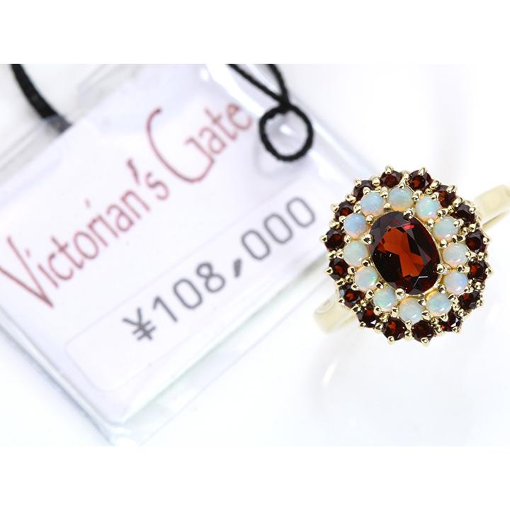 Victorian's Gate　ヴィクトリアンズ・ゲート アンティーク風ジュエリー ガーネット×ホワイトオパール・二重取巻きK10リング・指輪 （K18対応可）受注品/の画像