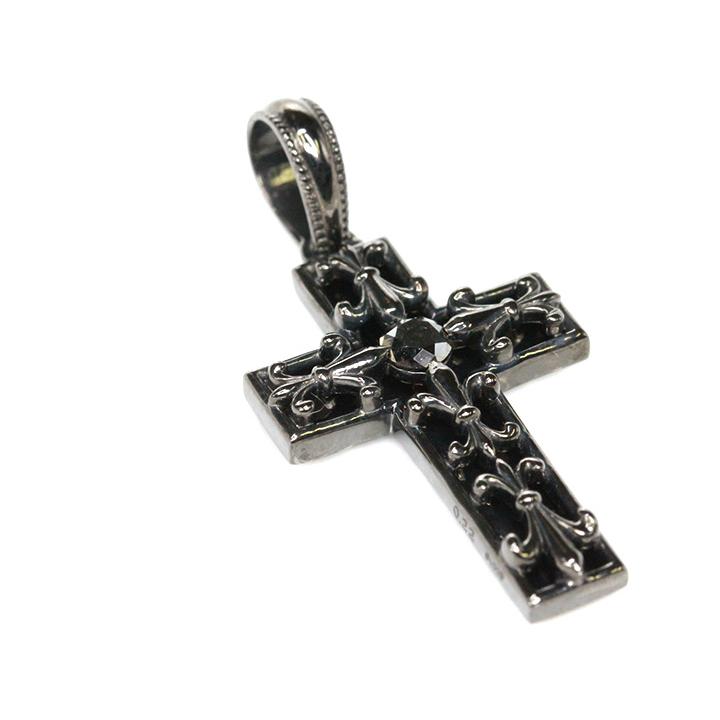 ブラックダイヤモンド0.22ct・メンズ・クロスPT900ペンダントトップ