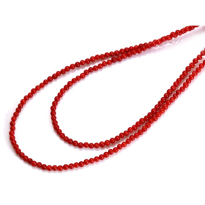 珊瑚2連K18WGネックレス 直径2.5mmの美しい赤が連なる豪華ネックレス 1点もの｜ycollection｜02