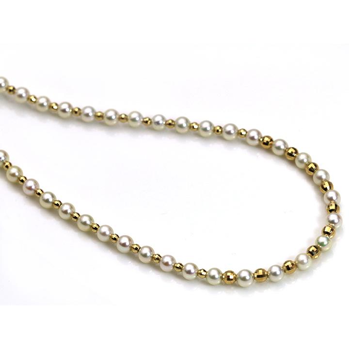 アコヤベビーパール3.5-4.0mm×K18YGのカットボール ネックレス 当店