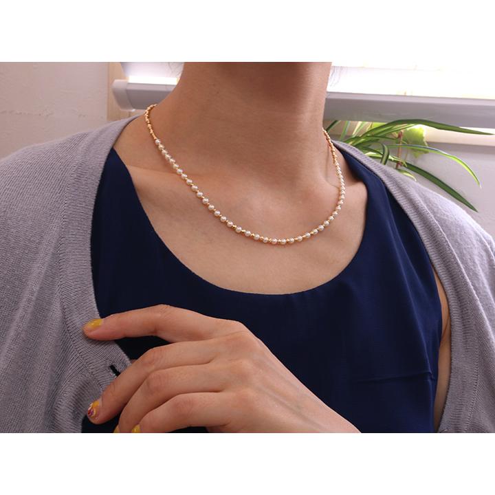専用　　K18ボールとあこや真珠とあこやベビーパールの3wayネックレス アコヤベビーパール3.5-4.0mm×K18YGのカットボール ネックレス 当店