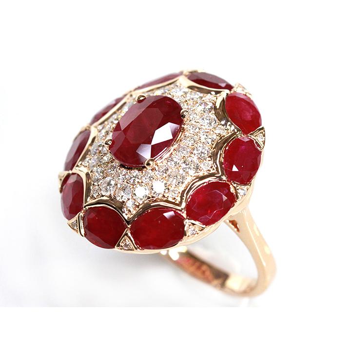 ルビーたっぷり7.75ct ルビーをルビーで取り巻いた豪華すぎるK18PG  
