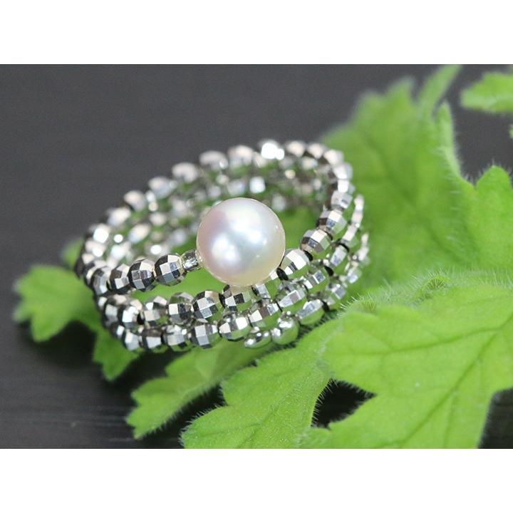 パール・真珠5.0mm 一粒つやめく 形状記憶ワイヤーでサイズ自在調整  