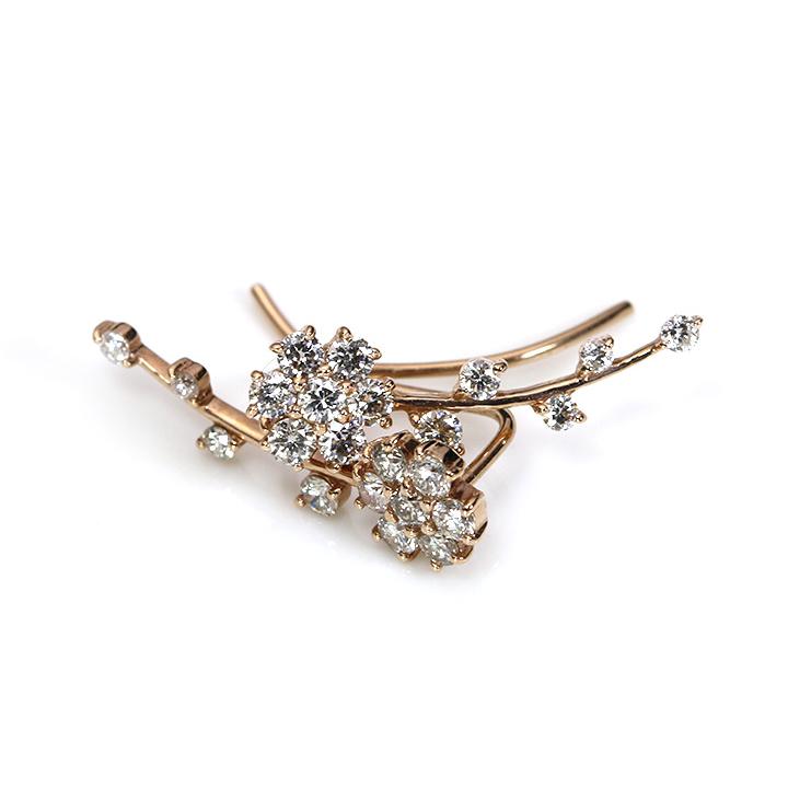 ダイヤモンド0.50ct フラワー ピアス兼イヤカフ（K18WG・K18YG・K18PGゴールド対応可） 受注品/料無料の画像