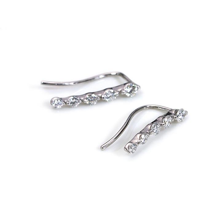 ダイヤモンド0.50ct グラデーション縦ライン ピアス兼イヤカフ