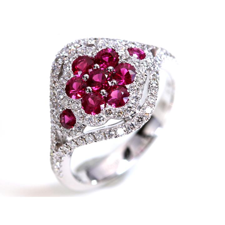 ビルマ産ピンキッシュレッドの上質ルビー0.94ct K18WGリング 指輪 