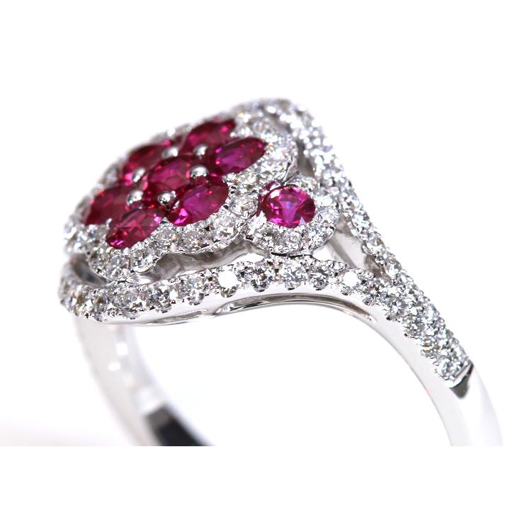 ビルマ産ピンキッシュレッドの上質ルビー0.94ct K18WGリング
