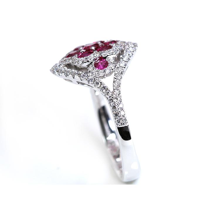 ビルマ産ピンキッシュレッドの上質ルビー0.94ct K18WGリング 指輪 