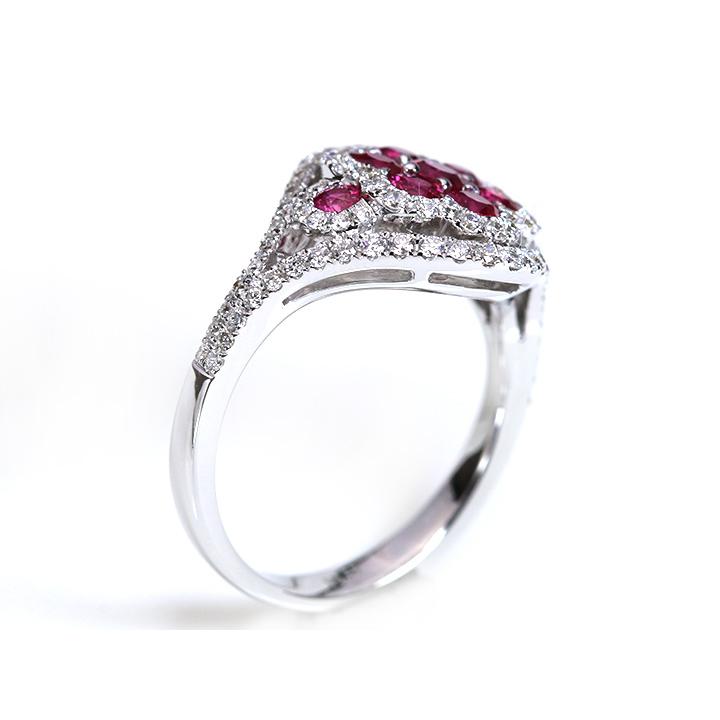 ビルマ産ピンキッシュレッドの上質ルビー0.94ct K18WGリング 指輪 