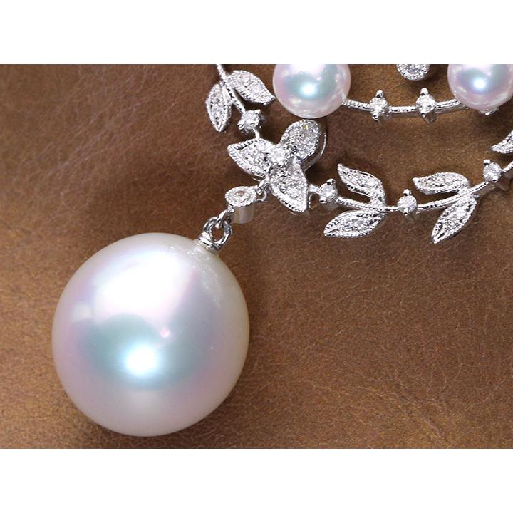 白蝶真珠（パール） 大粒 14mm・ダイヤモンド0.80ct・細やかな細工が 