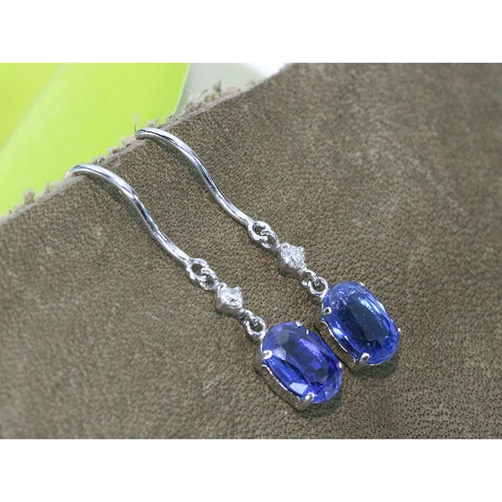 カイヤナイト 2.00カラット ダイヤモンド 0.04カラット PT900 プラチナ900 フック式ピアス 1点ものの画像