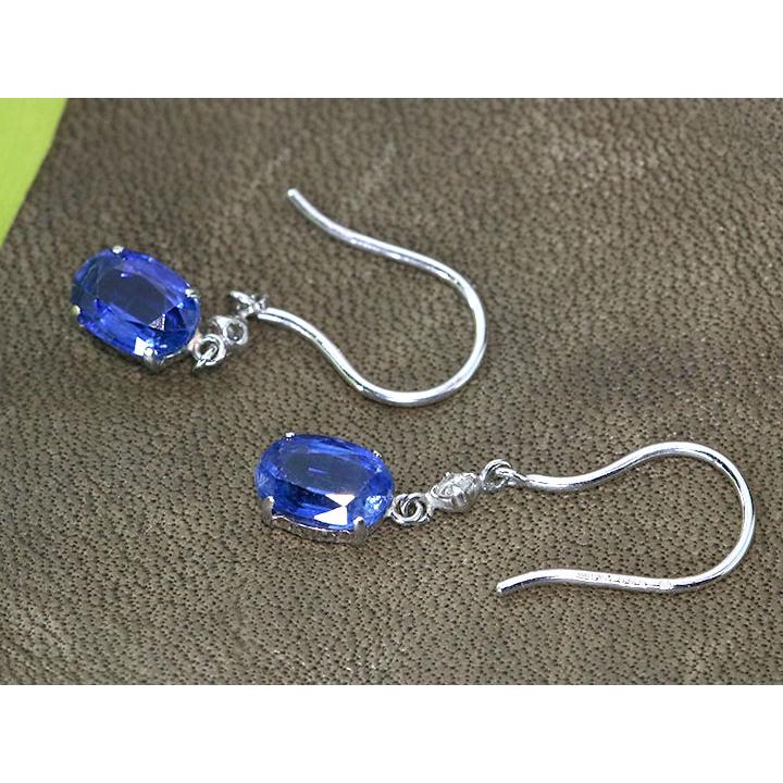 カイヤナイト 2.00カラット ダイヤモンド 0.04カラット PT900 プラチナ900 フック式ピアス 1点ものの画像