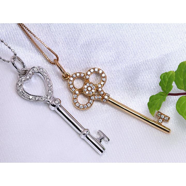 K18PG キーチャームダイヤモンドネックレス ダイヤモンド0.18ct キーモチーフ・カギ K18PGネックレス 贈り物に最適