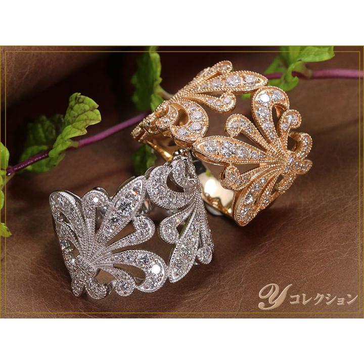 ダイヤモンド1.00ctとミルグレーンが美しいPT900プラチナリング 透かし  