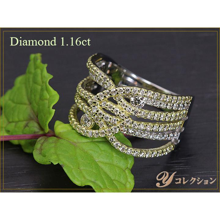 ダイヤモンド1.16ct K18WG/K18（18金）二重奏の立体感・リング 指輪 1 